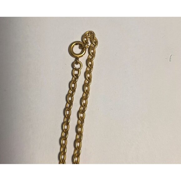 Vtg Gold-Tone Smiley Face Pendant Necklace brooch Rhinestone Eyes statement - Picture 4 of 6